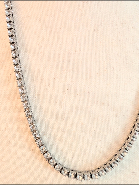 Jewelry - 22" Silver and Moissanite Tennis necklace  - Bridesmaid Necklace